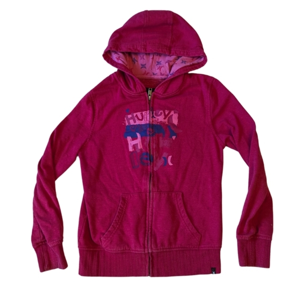 Hurley sz7/8 fuschia zippered hooded jacket GUC - Picture 1 of 5